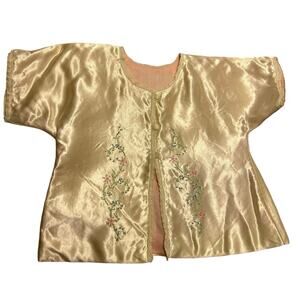 Vintage Infant Satin Embroidered Robe Jacket, Approx.3-6 months